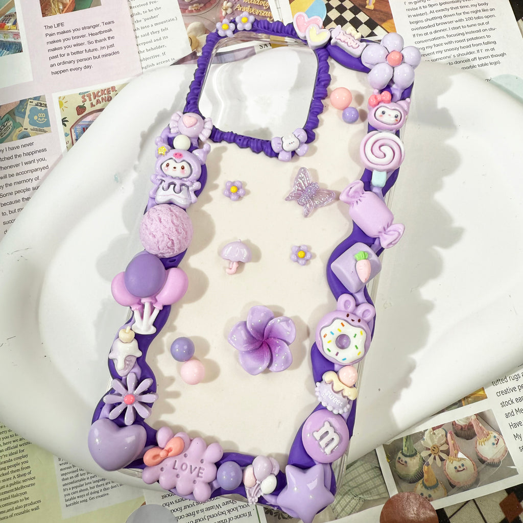 Purple Handmade Decoden Phone Case