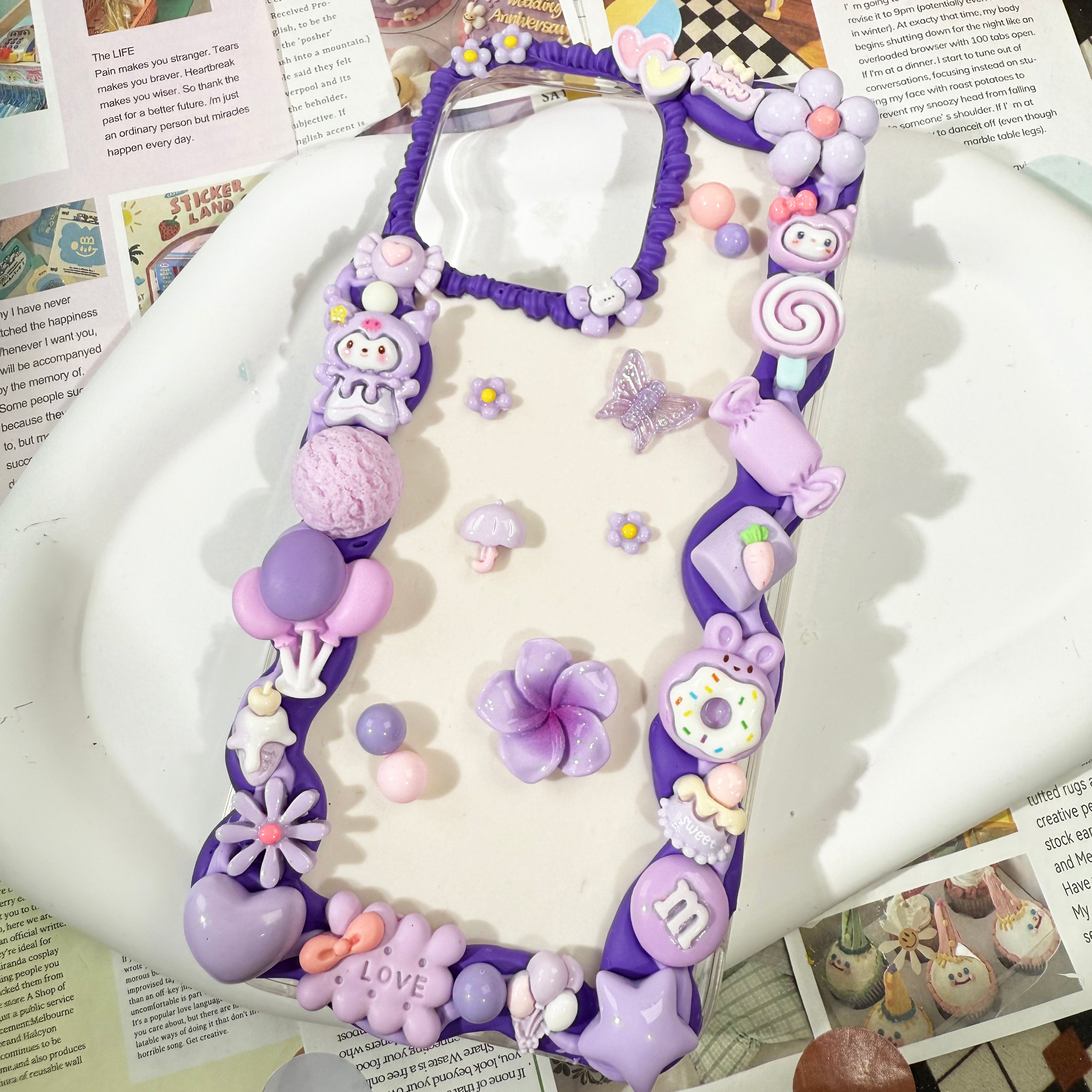 Purple Handmade Decoden Phone Case